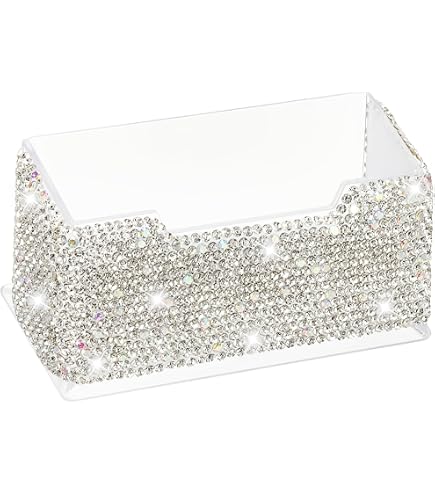 Hipiwe Crystal Business Card Holder With Pen Holder – Gold Metal, Mirrored, 2 Slot Desktop Organizer - View #10