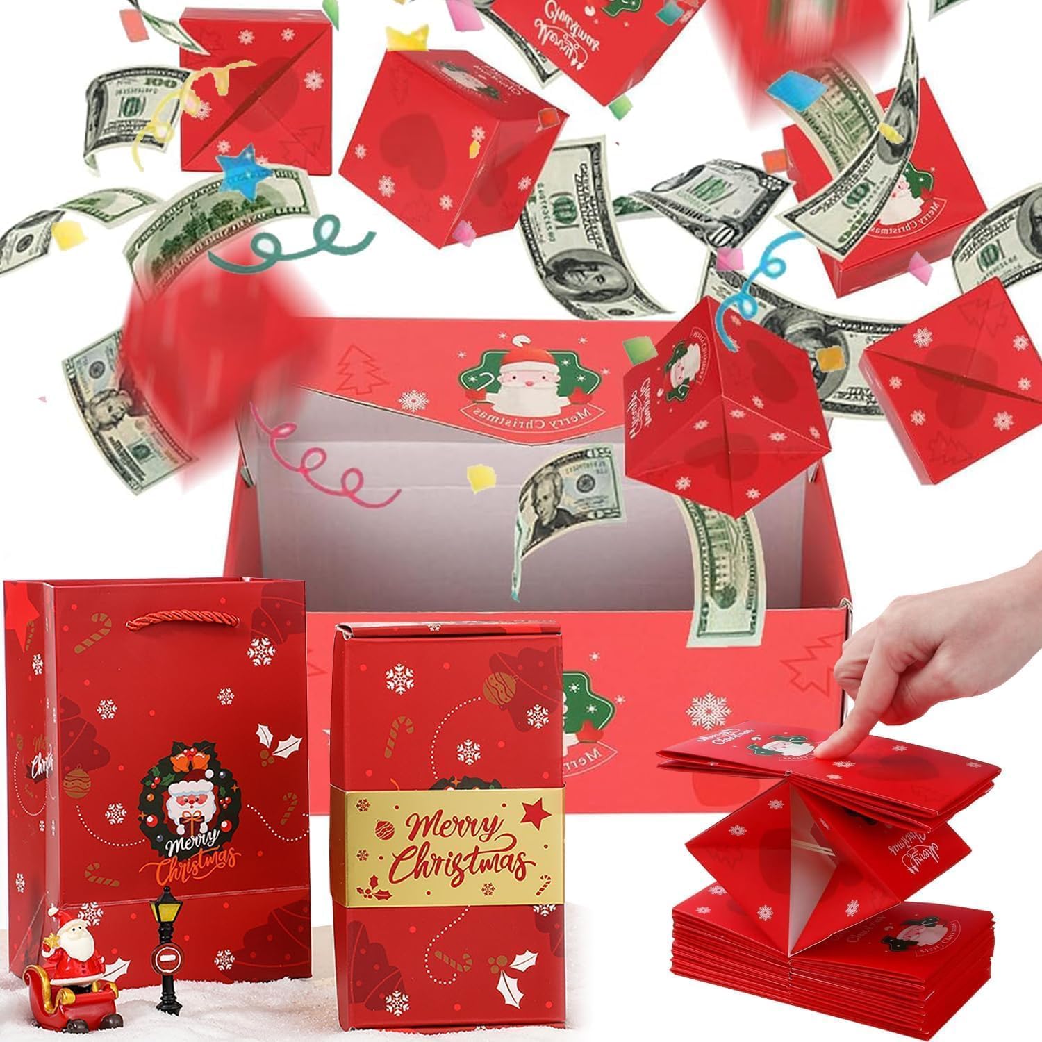 Photo 1 of 16pcs Surprise Gift Box Explosion for Money, Surprise Envelope Gift Box - Folding Pop-Up Explosion Box for Money, Surprise Pop Up Money Box for Merry (Red)