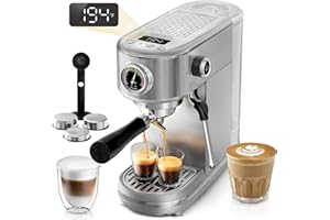 HIBREW H10B - 51mm Espresso Machine - Temperature & Cup Volume Adjustable at will - With Intelligent Display Screen & Pressure Gauge - Stainless Steel Body (Stainless steel)
