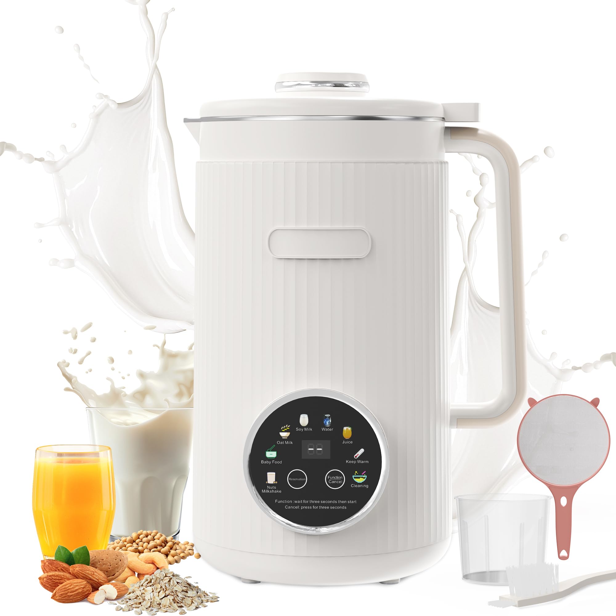 Photo 1 of Nafewin Nut Milk Maker Machine - 8 in 1 Soy Milk Maker Machine 35oz with Self-Cleaning, 18H Delay Start & 4H Keep Warm, Automatic Plant-Based Milk Blender for Almond, Oat, Coconut, Soybean - White