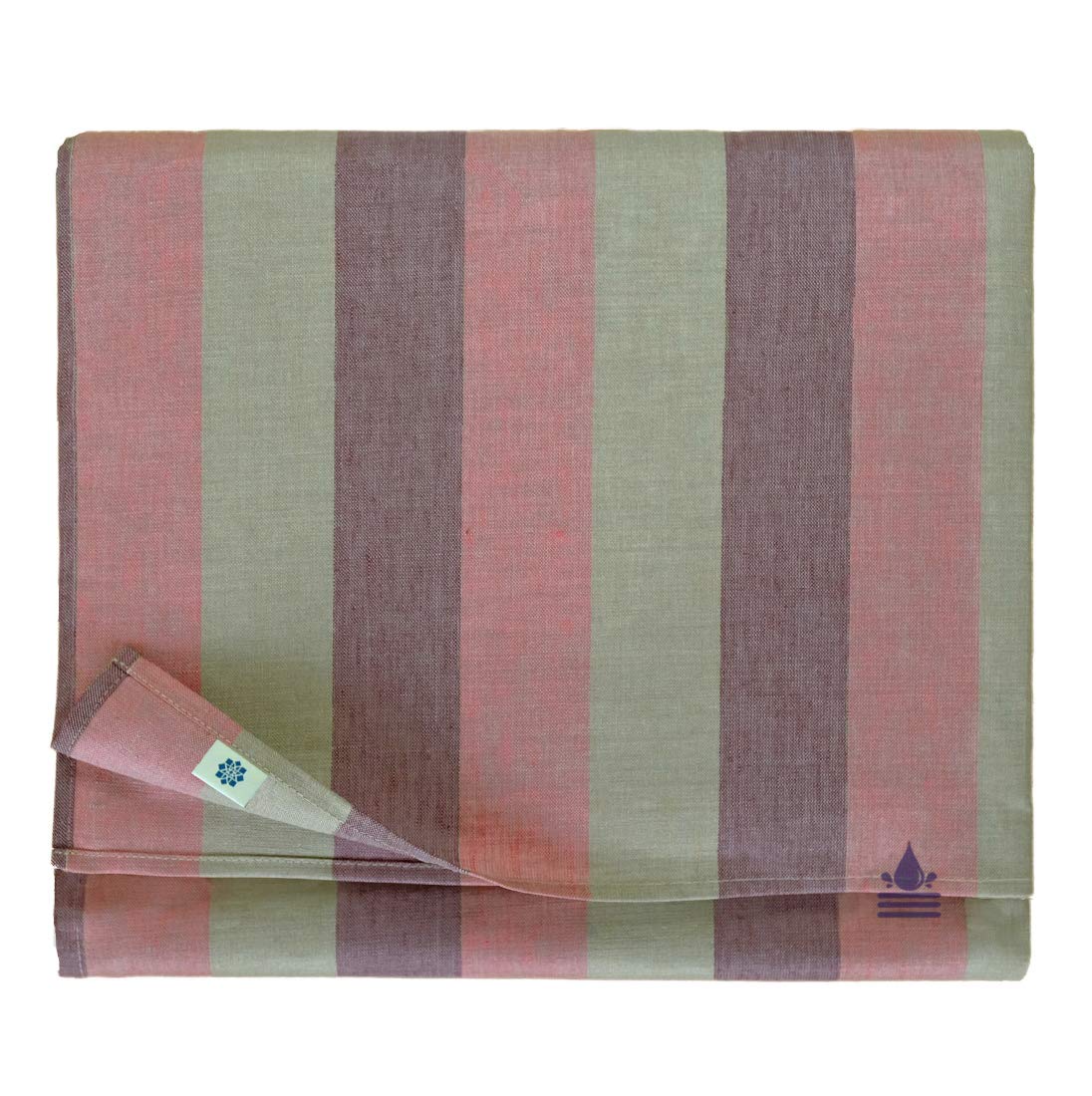 Linen & Cotton Waterproof Tablecloth Silva - 100% Linen, Purple Pink Grey (147 x 220 cm) Water Stain Resistant Anti Slip Easy Care Stripe Table Linen Cloth Oilcloth for Home Garden Indoor Outdoor