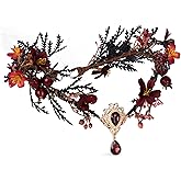 MOSTORY Dark Flower Fairy Crown - Handmade Elf Floral Headpiece Forest Crown Elven Circlet for Women s Cosplay Renaissance Carnival Masquerade Photo Shoot