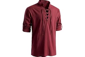 Westmall Men's medieval Retro Style pirate Shirts Renaissance shirt Long Sleeve Shirts Viking style Halloween costume