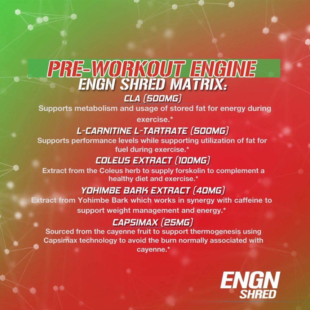 Evlution Nutrition ENGN Shred Pre Workout Thermogenic Fat Burner Powder, Energy, Weight Loss, 30 Servings (Cherry Limeade): Health & Personal Care
