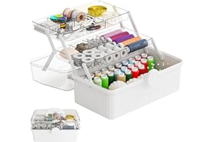 SuoXing 3-Layer Plastic Craft Box and Art Supply Box With Handled,Portable Ivf Medication Organizer,First Aid and Medicine Box,Multipurpose Hair Box Organizer for Girls Hair Stuff/Craft Tool Box,White