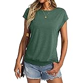 Micticsi Womens Crewneck Cap Sleeve T Shirts Banded Bottom Top Loose Fit Short Sleeves Tee Casual Summer Basic Tops 2025