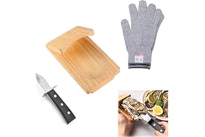 Asphodelia Oyster Shucking Knife Kit,Wooden Handguard Oyster Shucking Clamp Holder,Ergonomic Shellfish Seafood Opener Tool fo