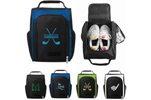 Personalized Golf Shoe Bag, Custom Golf Bag with Embroidery Name, Zipper Sports Shoe Carrier, Side Pockets, Golfer Gifts