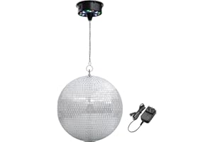 Yescom 12" Large Disco Ball with Motor Rotating 6RPM 18 RGBW LED Lights for 70s 80s Party DJ Bands Dance Club Bar Wedding Birthday Event Holiday Decor
