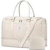 WINDARS Travel Duffle Bag, Weekender Bags for Women with Shoe Compartment, Overnight Bag with Toiletry Bag, Carry On Duffel Bags For Airplanes, Yoga Gym Duffel Bag, Beige