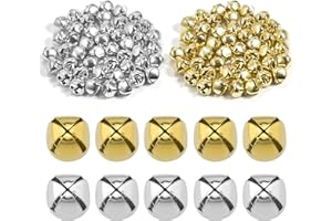 SAVITA 100pcs Christmas Jingle Bells, Small Metal Craft Bells for DIY Festival Home Christmas Decoration (50pcs Silver and 50pcs Gold, 0.5 inch)