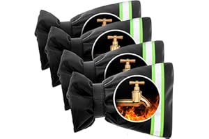 DoreenBow 4 Pack Outdoor Faucet Covers for Winter 5.9" x 8.6" Insulated Spigot Covers with Reflective Strips Freeze Protection Faucet Covers Socks Hose Bib Cover