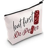 LEVLO Funny Drinks Lover Cosmetic Make Up Bag Drinks Fans Gift But First Drink Makeup Zipper Pouch Bag For Friend Family (First Pepper)