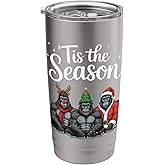 Tis The Season Gorilla Christmas Santa Stainless Steel Insulated Tumbler