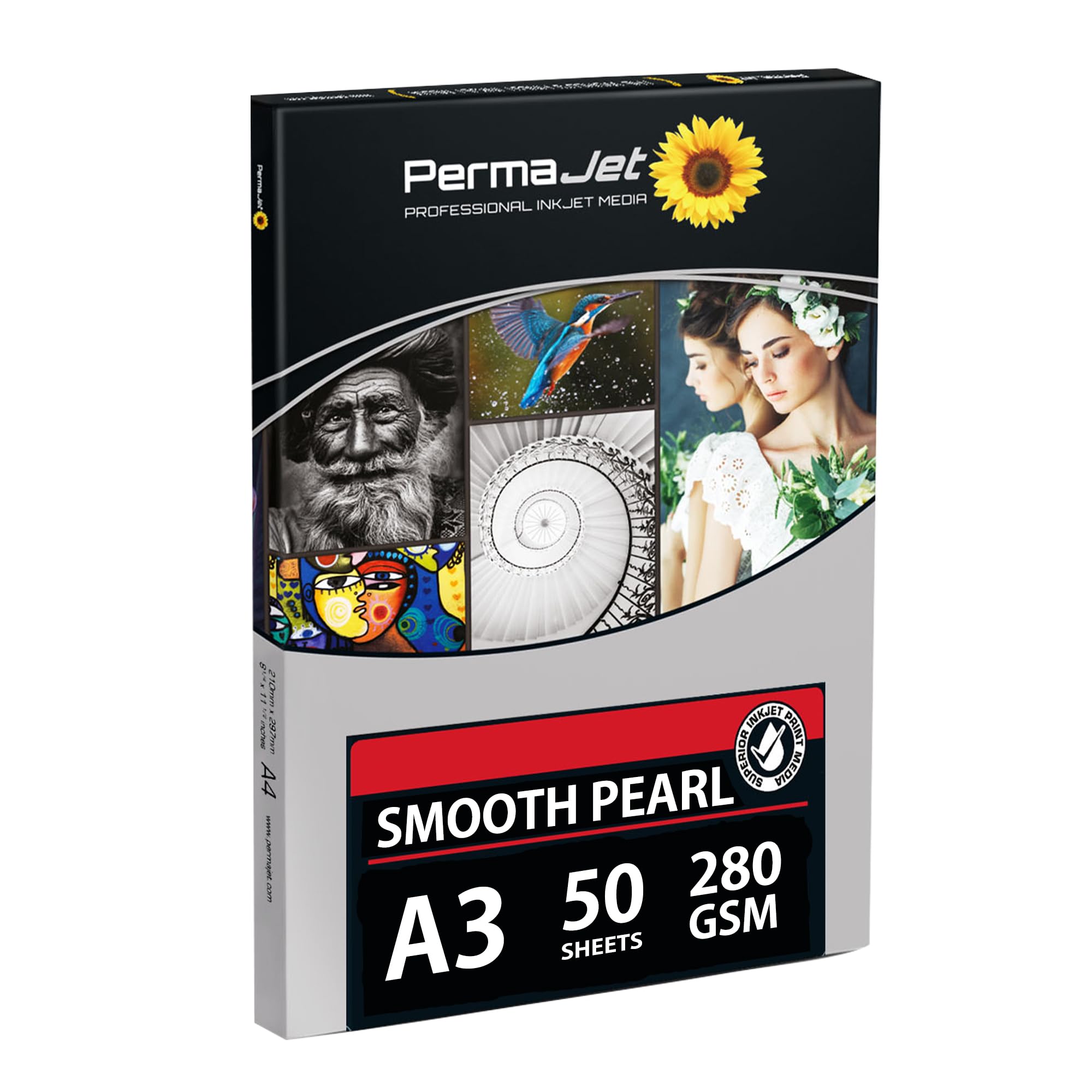 PermaJet Smooth Pearl 280gsm | A3 50 Sheets | Inkjet Semi-Gloss/Pearl Printer Photo Paper