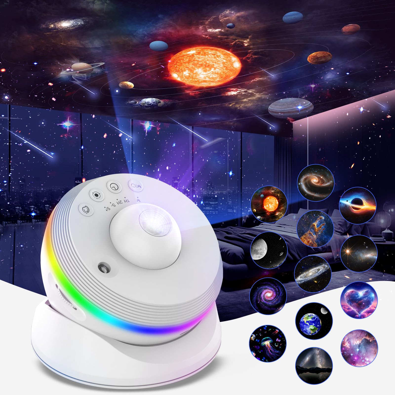 Photo 1 of Meteor Galaxy Projector, 13 in 1 Planetarium Star Projector Realistic Starry Sky Night Light with Solar System Constellation Moon for Kids Adults Bedroom Ceiling Home Theater Living Room Decor