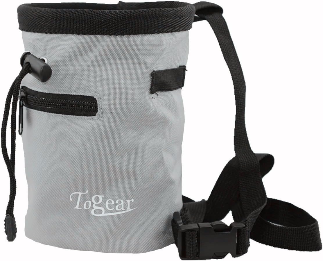 Chalk Bag for Rock Climbing, Weightlifting, Bouldering & Gymnastics with Drawstring Closure, Quick-clip Belt and Valuables Securely Holding Zippered Pocket - Lifetime Guarantee (Grey)