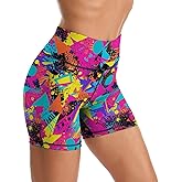 Sjazc Yoga Shorts High Waisted Tummy Control Biker Shorts for Womens Athletic Running Workout Gym Tennis Shorts