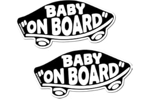 Baby On Board Sticker for Cars, Trucks, Vans [2-Pack] Safety Sign Decal for Kids, Heavy-Duty Waterproof Bumper Sticker - Skat
