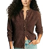 Wyeysyt Womens Crewneck Cardigan Sweater Chunky Knit Sweater Button Down Loose Casual Cardigan