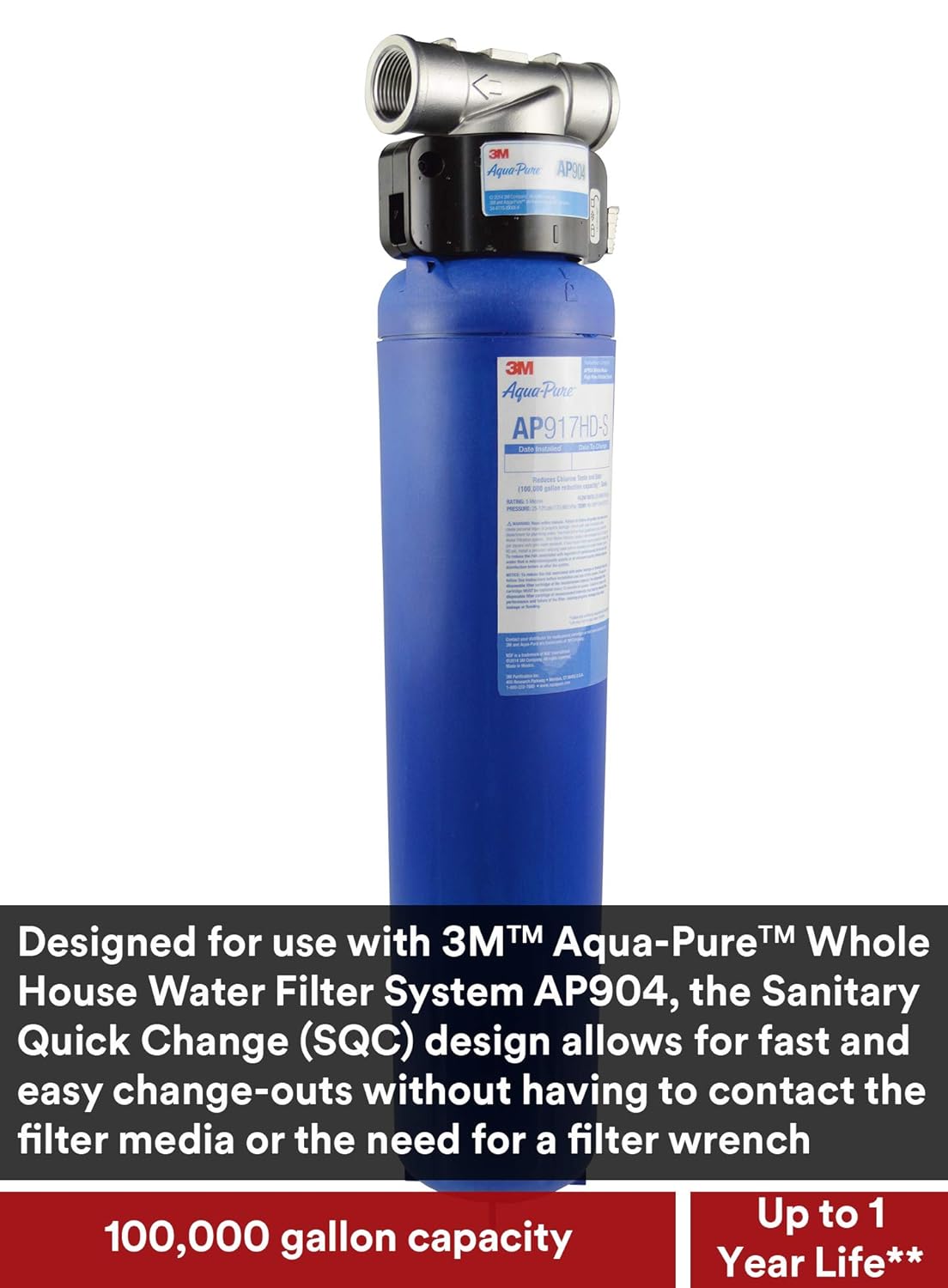 3M Aqua-Pure 5621104 Whole House Sanitary Quick Change Water Filter System AP904, Reduces Sediment, Chlorine Taste and Odor, and Scale,blue: Industrial & Scientific
