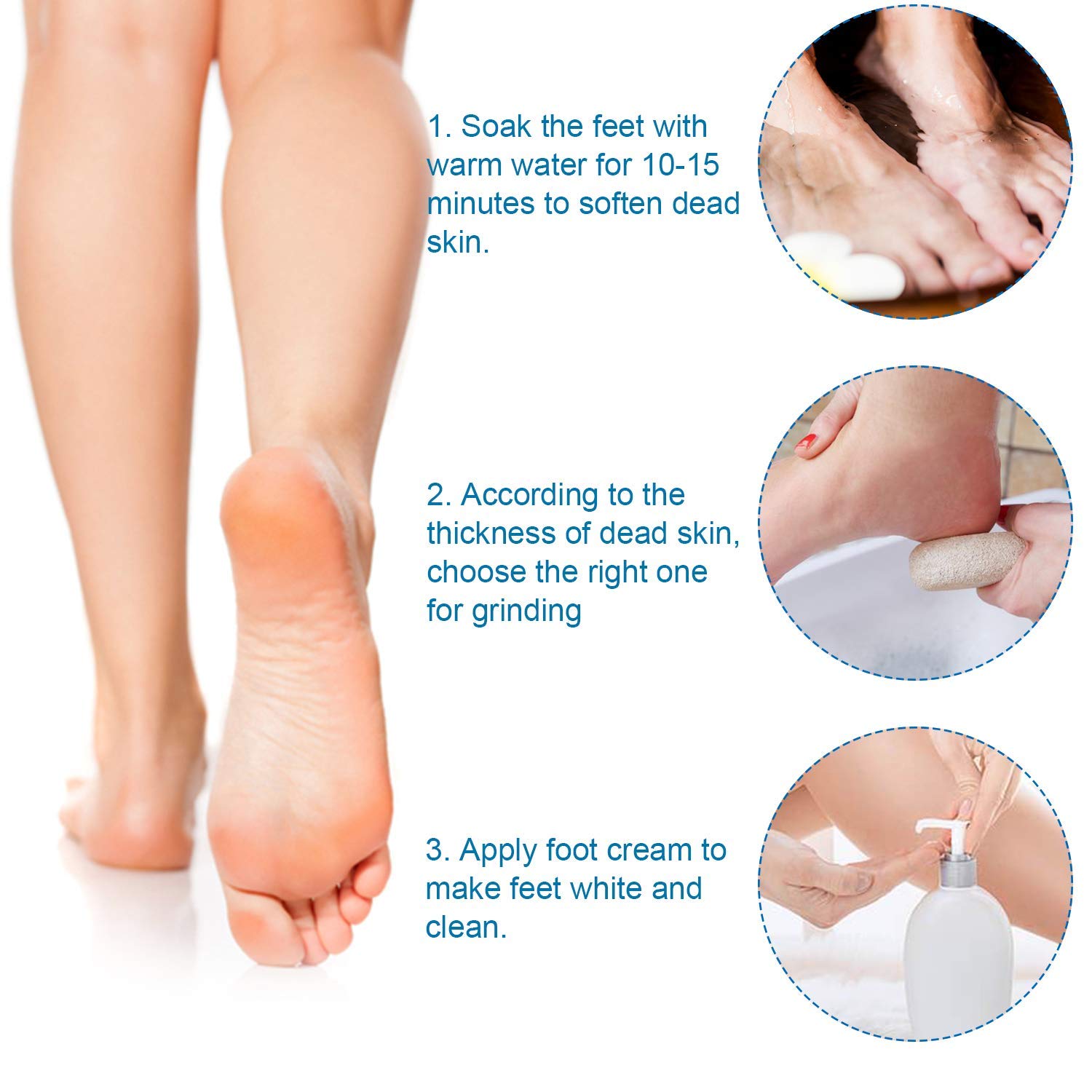 Vridale Pumice Stones for Feet Lava Pumice Stone Foot File Callus Removal Foot Scrubber for Hands Care Foot Exfoliation Dead Skin Remover with Handle: Beauty