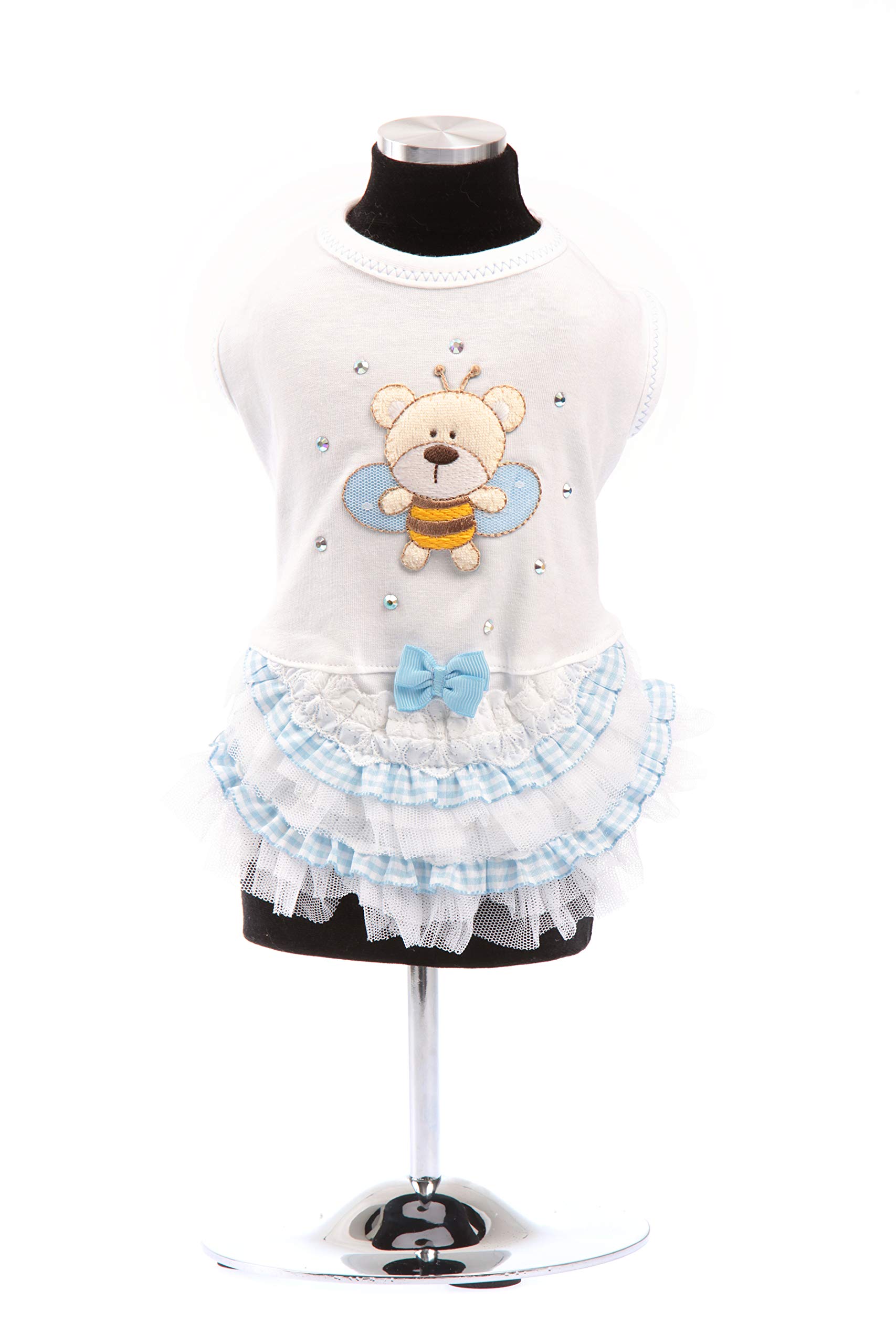 Trilly Tutti Brilli Jersey Dress with Frills and Swarovski Stones, Light Blue - 1 Product