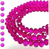 CrzBeadss 265Pcs Briolette Glass Crystal Beads for Jewelry Making, 8MM Rondelle Faceted Crystal Beads Bulk for Bracelets, Glass Spacer Beads for Crafts Necklace Wine Charms Suncatchers, Rosered