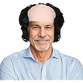 Miss U Hair Short Black Bald Cap Wig Mens Bald Head Wig Halloween Costume Cosplay Funny Wigs