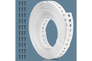 White Metal Strap with Holes 3/4 Inch×33-Feet Perforated Hanger Strap 0.6mm Thickness Securing Strap with Black Truss Head Sc