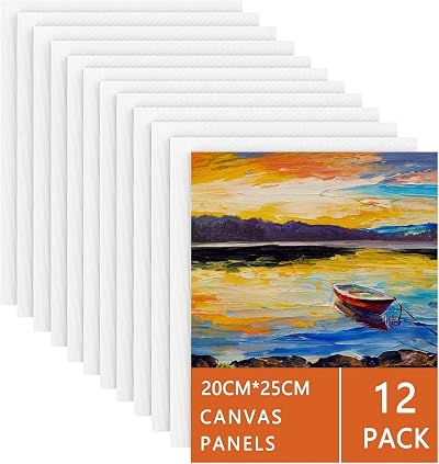 Koncci 20x25 cm Canvas Panels 12 Pack 3 mm Cotton Ready to Paint