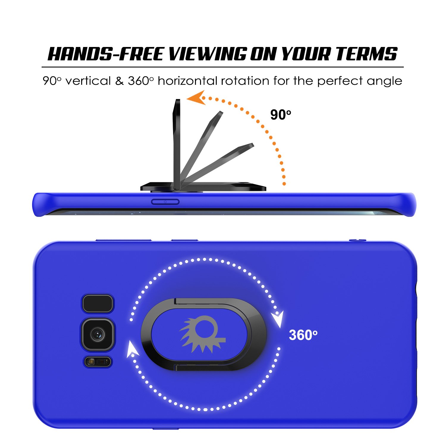 Galaxy S8 Case, Punkcase Magnetix Protective TPU Cover W/Kickstand, Ring Grip Holder & Metal Plate for Magnetic Car Phone Mount Plus PunkShield Screen Protector for Samsung S8 Edge [Blue]