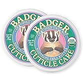 Badger Cuticle Care, 100% Organic Cuticle Cream for Natural Nail Care, Soothe & Restore Dry & Splitting Cuticles, Rich Shea Butter, Light Citrus Scent, .75oz Tin, 2-Pack