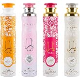 Lattafa Yara Air Freshener Collection &ndash; 4 x 300ml Room Spray Set | Includes Yara Pink, Yara Moi, Yara Candy &amp; Yara Tous | Long-Lasting Home Fragrance for Living Room, Bedroom, Office &amp; Bathroom