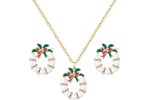 Quelay 3 Pcs Christmas Jewelry Set for Women 1 Pairs Christmas Earrings, 1 Nutcracker Necklace Jewelry Set for Christmas Gift
