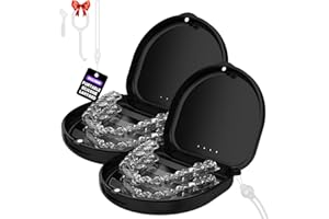 HEMILAB 2Pack Retainer Case, Compatible with Invisalign, Slim Aligner Case with Vent Holes, Portable Orthodontic Box with Removal Tool, Brush and Lanyard, Black