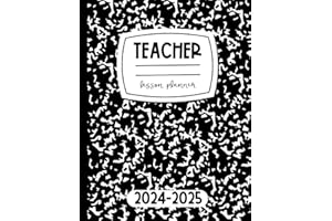 Teacher Lesson Planner 2024-2025: Monthly & Weekly Agenda and Record Book for Teachers | Academic Year August 2024 to July 2025 | with Black Marbled Cover.