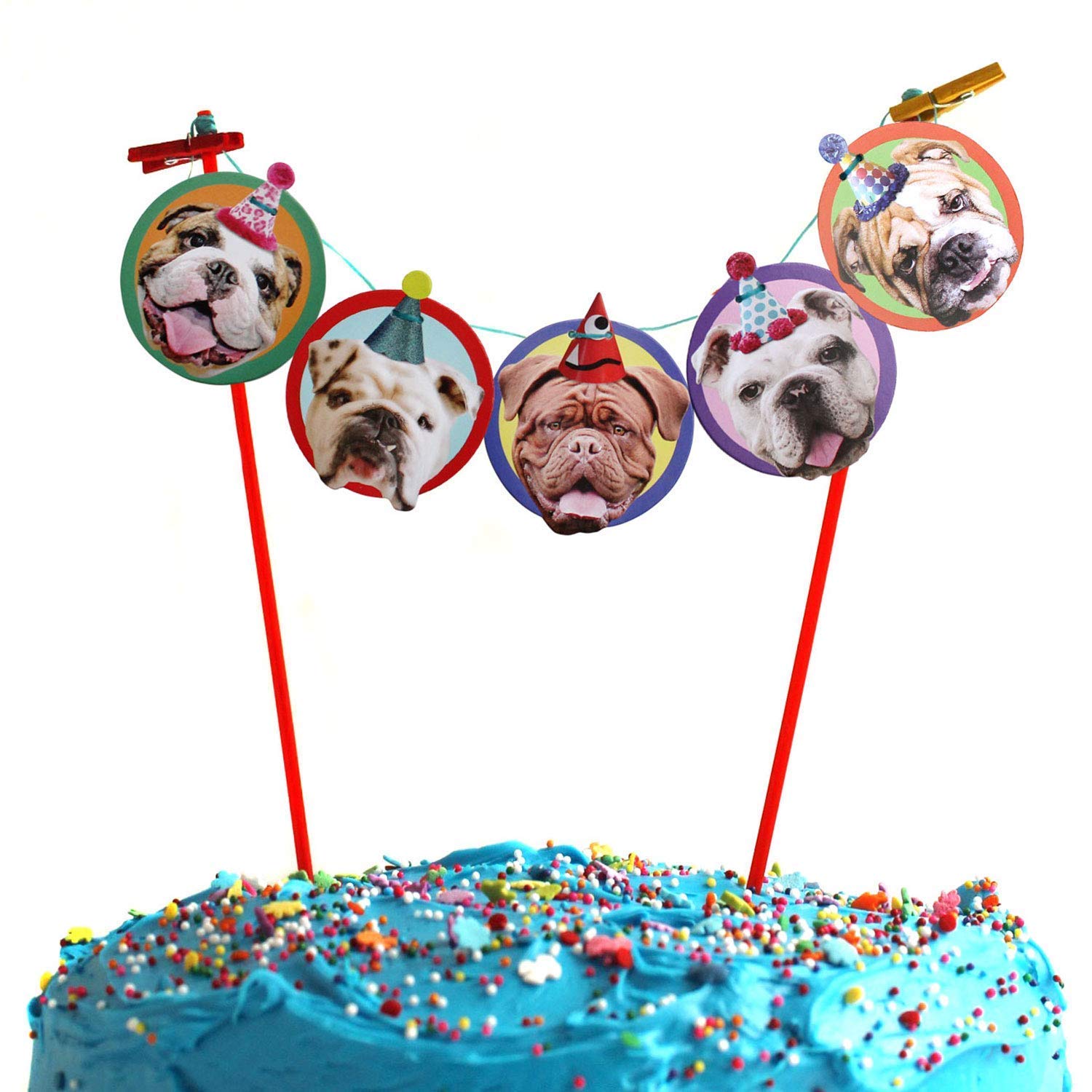 English Bulldog cake garland, photographic dog birthday part decoration Handmade