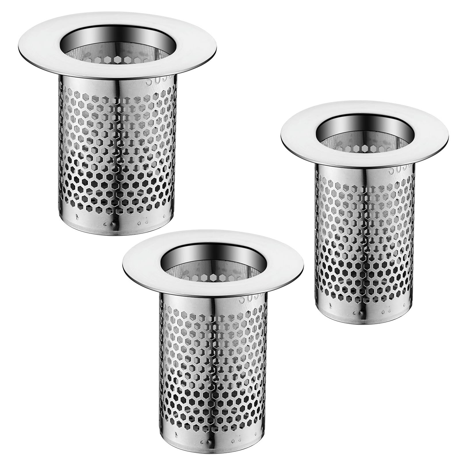 Shower Drain Hair Catchers, 3 Sizes Hair Catcher for Shower Tray Filter Stainless Steel Bathtub Drain Strainer for Bathroom Sink
