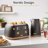 VonShef Fika 3-In-1 Microwave Kettle Toaster Set Black 1.7L 4-Slice view 2