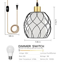 Ruzectt Plug in Pendant Light,Hanging Light with