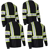CAMNWAMN Apparel High Visibility Shirts, Long Sleeve Hi Vis Reflective Safety Shirts with Pocket for Men