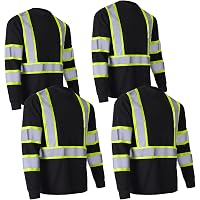 LX Reflective Safety Shirt - Long/Short Sleeve High Visibility Work Shirt, Class 3, ANSI/ISO Certified, 3-Pack