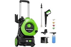 FENGRONG Electric Power Washer 4800PSI Max 2.9 GPM Electric Pressure Washer with 4 Quick Connect Nozzle, 25FT Hose, soap Tank car Wash Machine/Car/Patio Clean Green