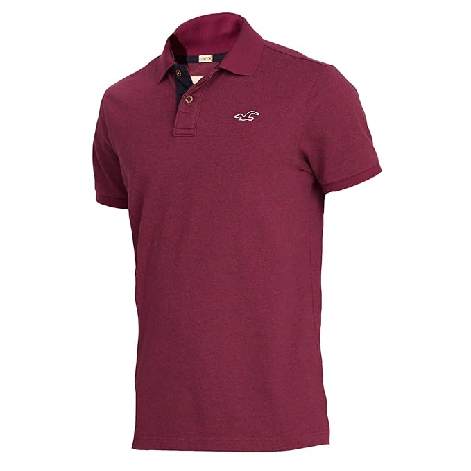 Hollister Men's Stretch Slim Fit Pique Polo Shirt Tee, Size M, Red (626375200): Amazon.co.uk 
