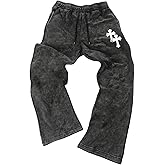 SOLY HUX Men's Y2k Sweatpants Drawstring Gothic Wide Leg Baggy Pants Fall Clothes Streetwear