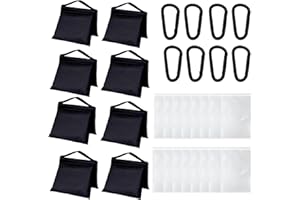 Gimaibugraff 8 Pack Sandbags with 16 PE Bags and 8 Buckle, Weight Bags for Light Stand Photography Video Equipment, Heavy Duty Sand Bags for Backdrop Stand, Photo Tripod, C Stands and Light Stands