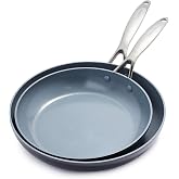 GreenPan Valencia Pro 2 Piece (10" &amp; 12") Ceramic Nonstick Skillet Set | Frying Pans, PFAS-Free Nonstick, Induction Ready, All Cooktop Compatible, Hard Anodized, Gray, Dishwasher &amp; Oven Safe to 600F