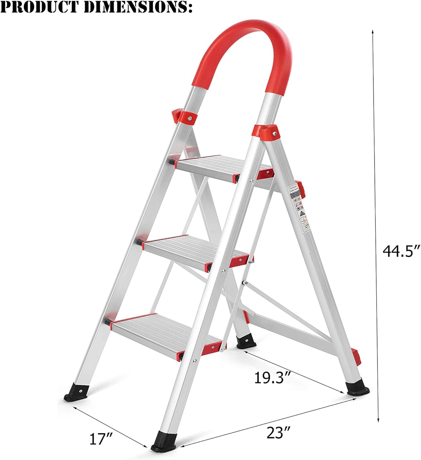 Home Ladder, Folding Step Ladder, Aluminum Step Stool Ladder, Multi Purpose Lightweight Platform Stool, 330 lbs Load Capacity Ladder, 3 Step - - 