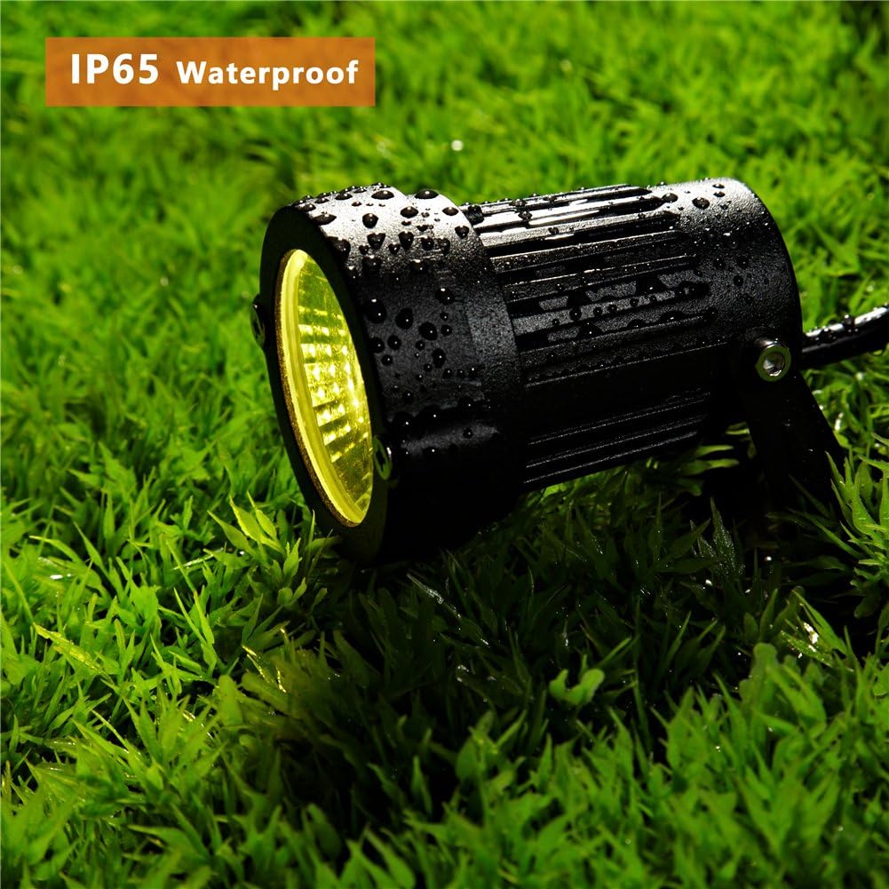 Outdoor Landscape LED Lighting 5W Waterproof Graden Lights COB Led Spotlights with Spiked Stand for Lawn Decorative Lamp US 3- Plug 3500K Warm White Lights (2 Packs) - - 